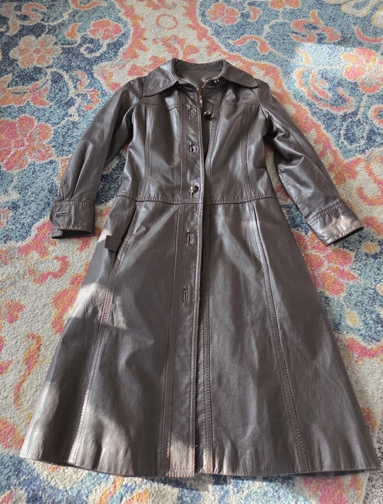 Jackets & Blazers - Vintage Brown Leather Midi Coat See Measurements